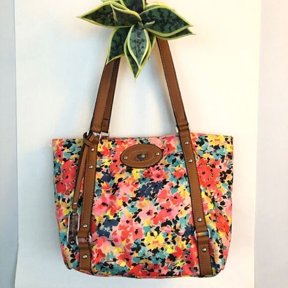 Franco Sarto Floral Print Nylon & Faux Leather  Shoulder Bag / Tote - Picture 6 of 6